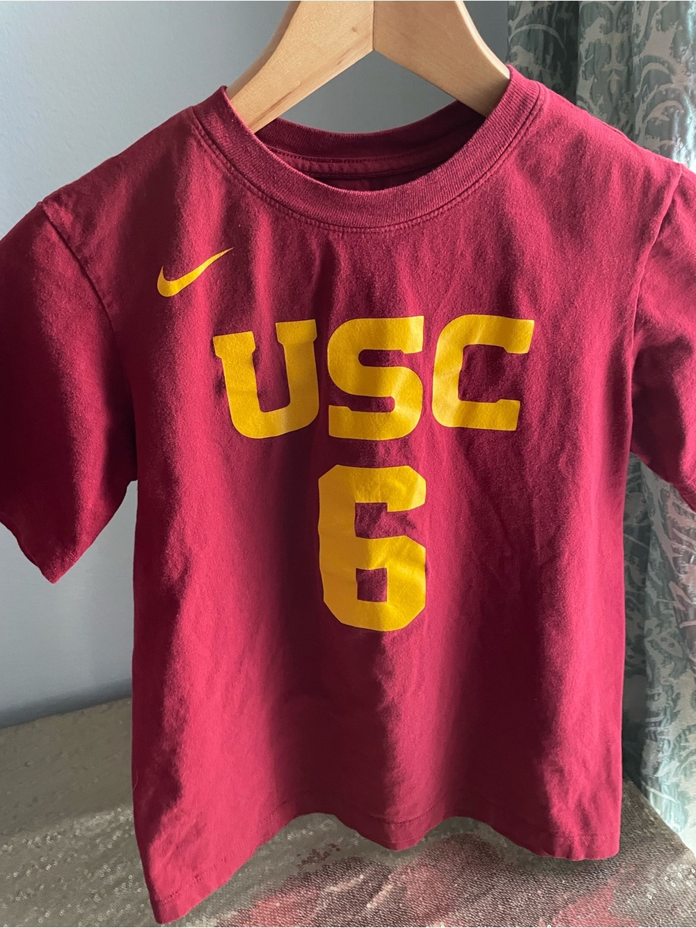 Nike “Shirsey” Bronny James USC Maroon Nike Tee w/ Gold Player Info size L - Picture 3 of 5